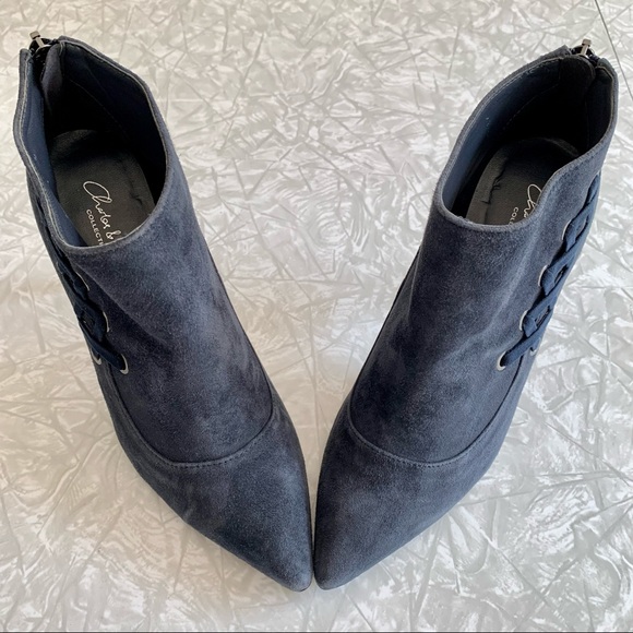 Charles & Keith Navy Suede Corset Booties 36 - Picture 2 of 11